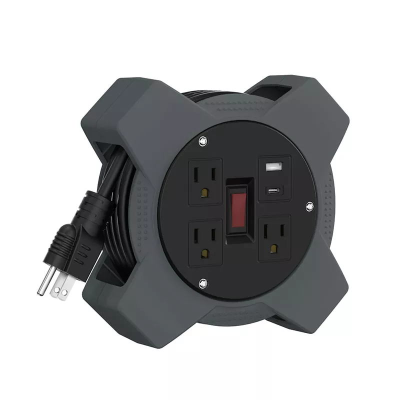 Carrete de cable de plástico USB de 3 salidas de 20 pies Carrete de cable de plástico USB de 3 salidas de 20 pies